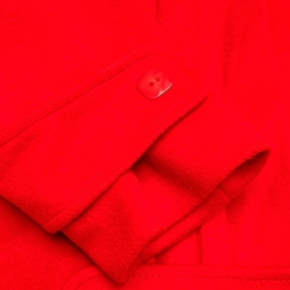 80s Oversized Pleated Red Wool Coat - Picture 6 of 15